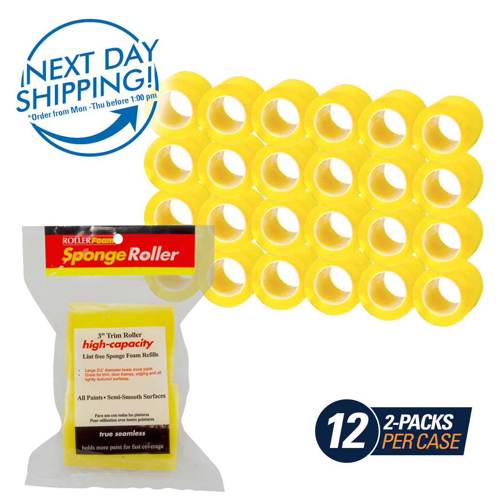 3" High-Capacity Foam Standard Trim Roller Cover (2-Pack)